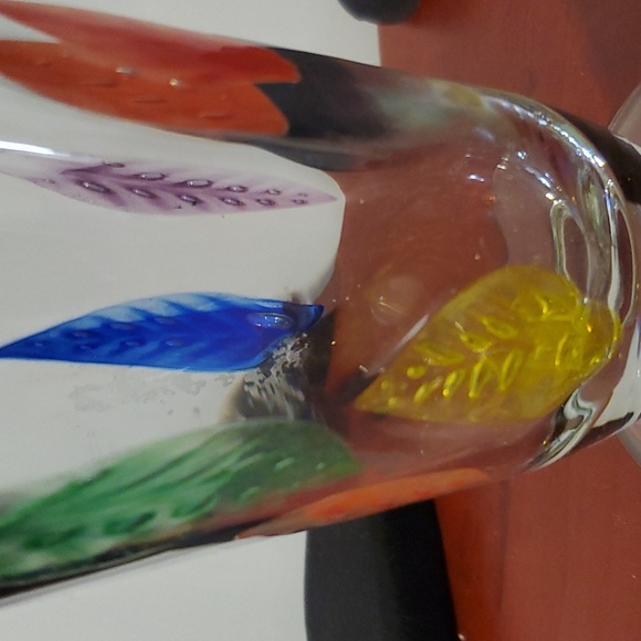 Dansk Burchetta Multicolored Leaves Flared Footed Handblown Art Glass Vase 10" - Picture 5 of 5